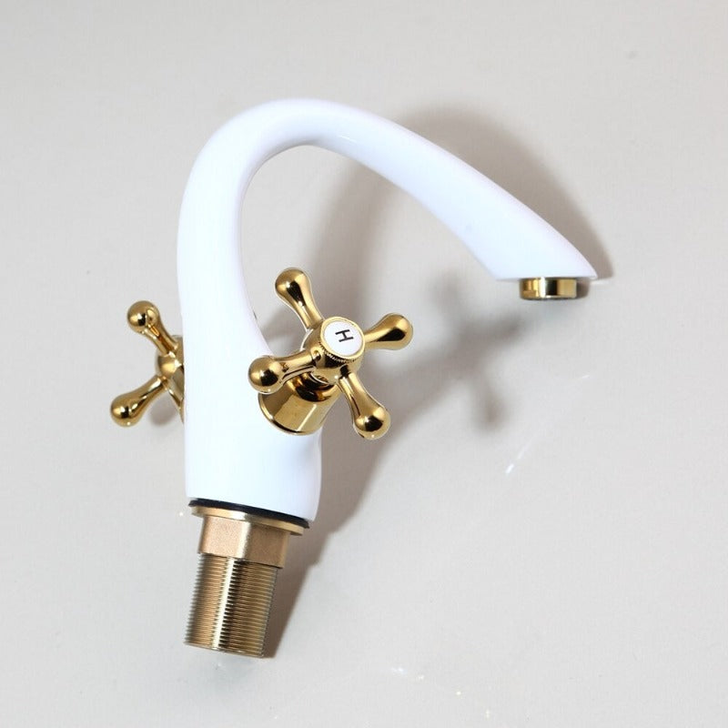 Solid Brass Golden Polish Faucet Mixer Tap With 2 Handles