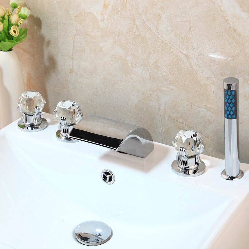 Waterfall Spout Diamond Handles Faucet Set