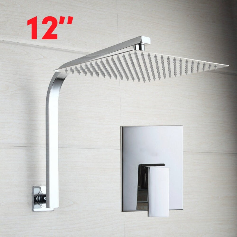 Chrome Brass Rain Shower Bathroom Faucet Set