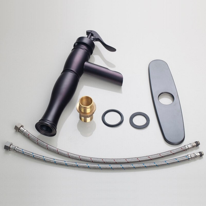 Black Painting Waterfall Bathroom Faucet Mixer Tap