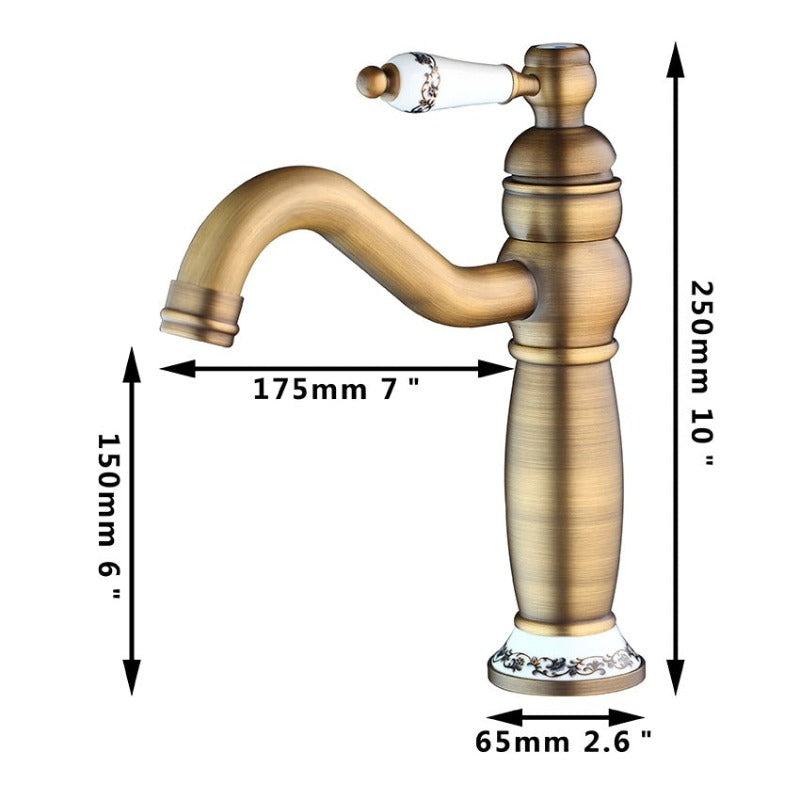 Antique Brass Hot And Cold Mixer Counter Top Tap