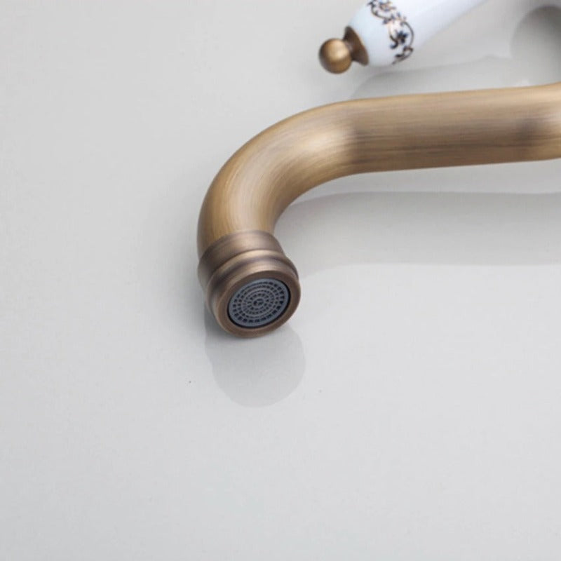 Antique Brass Hot And Cold Mixer Counter Top Tap