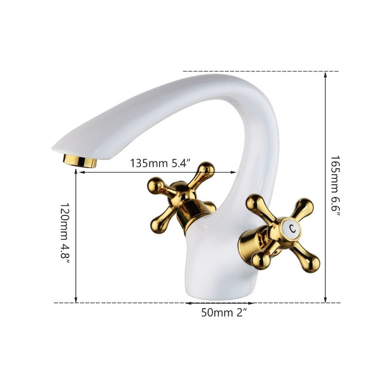 Solid Brass Golden Polish Faucet Mixer Tap With 2 Handles
