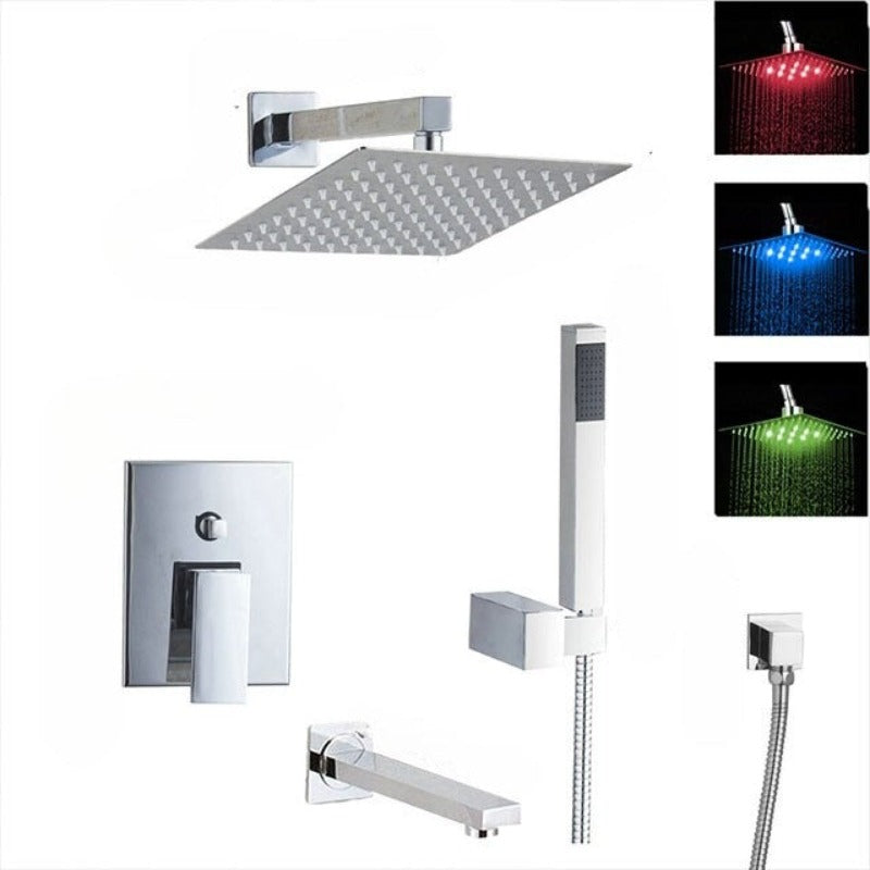 Bathroom Wall Mounted LED Shower Mixer Faucet Set
