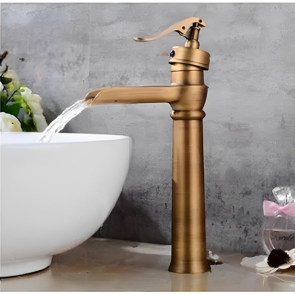 Antique Brass Deck Mounted Single Handle Faucet