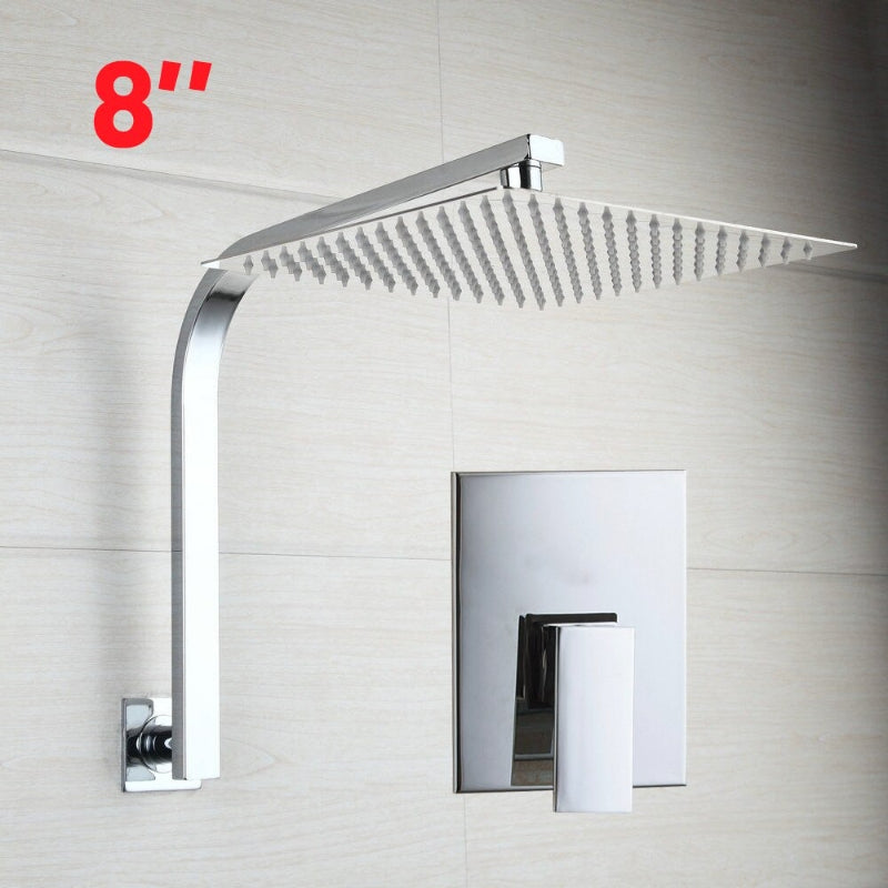 Chrome Brass Rain Shower Bathroom Faucet Set