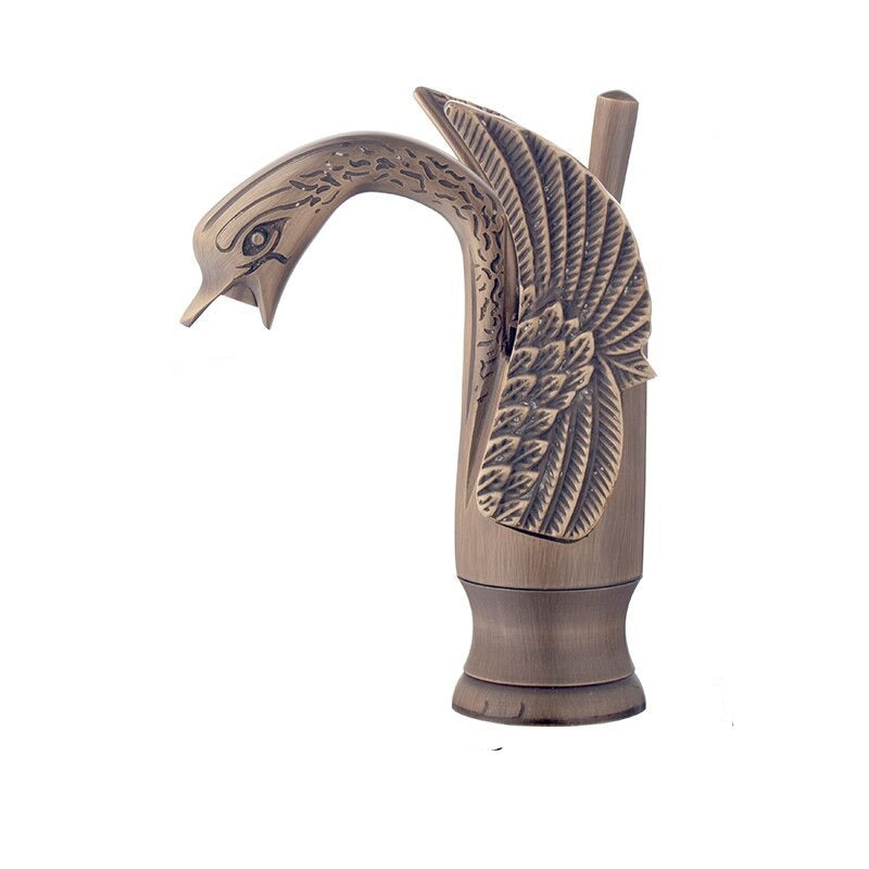 Swan-Shape Deck Mounted Bathroom Faucet Mixer Tap