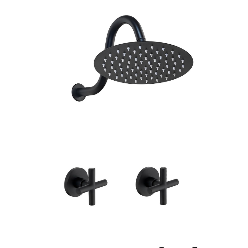 8 Inch Ultra-thin Black Painting Round Wall Mount Shower Set