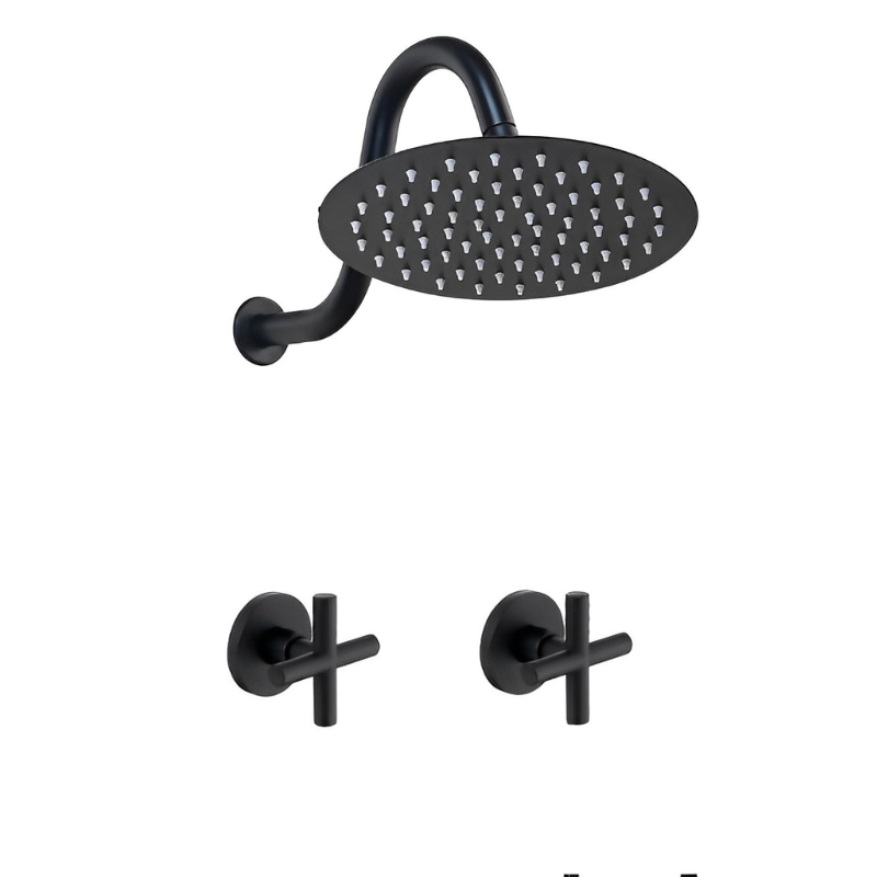 8 Inch Ultra-thin Black Painting Round Wall Mount Shower Set