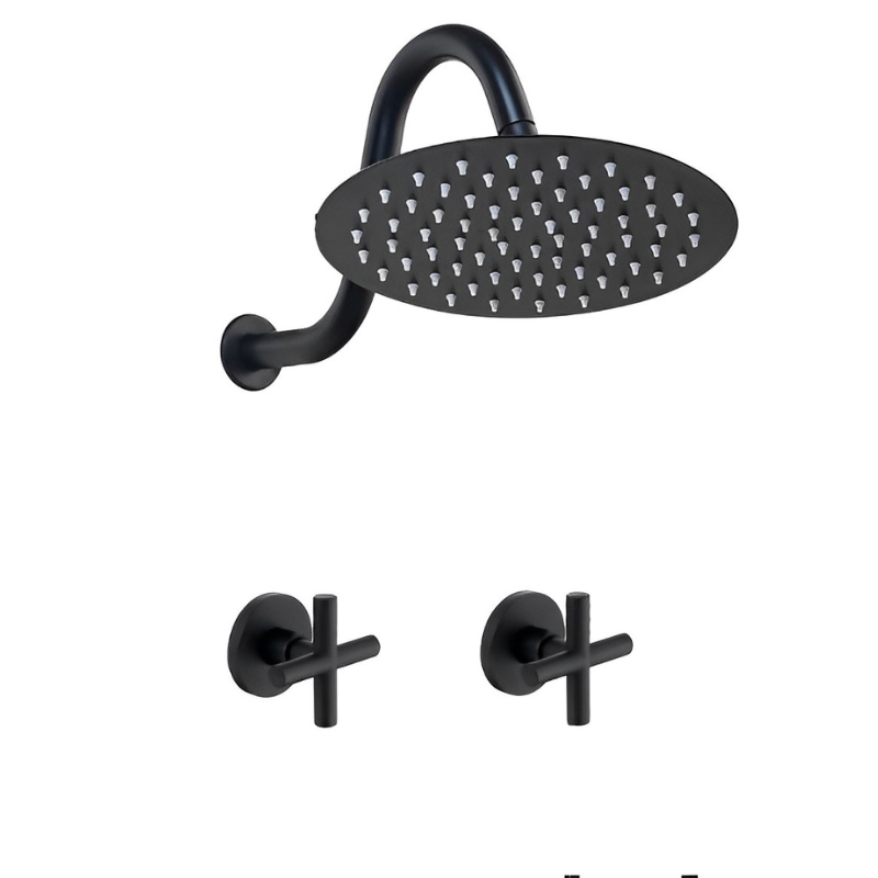 8 Inch Ultra-thin Black Painting Round Wall Mount Shower Set