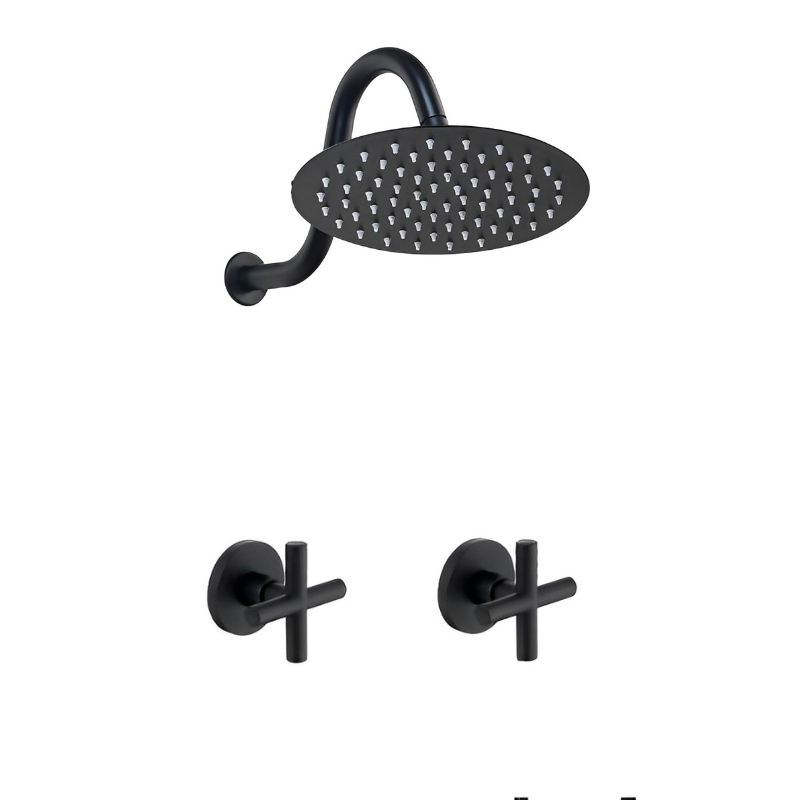 8 Inch Ultra-thin Black Painting Round Wall Mount Shower Set