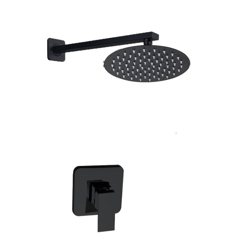 Black Round Wall Mounted Bathroom Rainfall Shower Faucet Sets