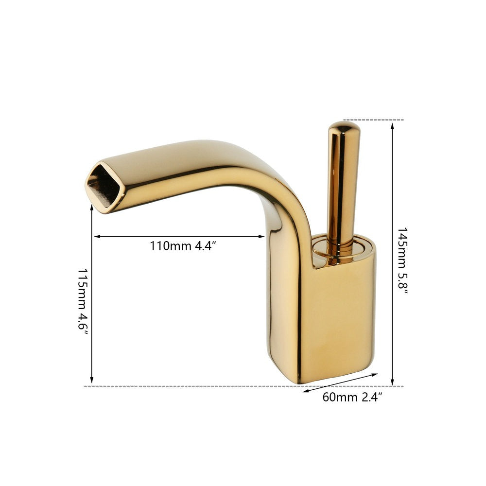 Deck Mounted Golden Polished Bathroom Basin Faucet