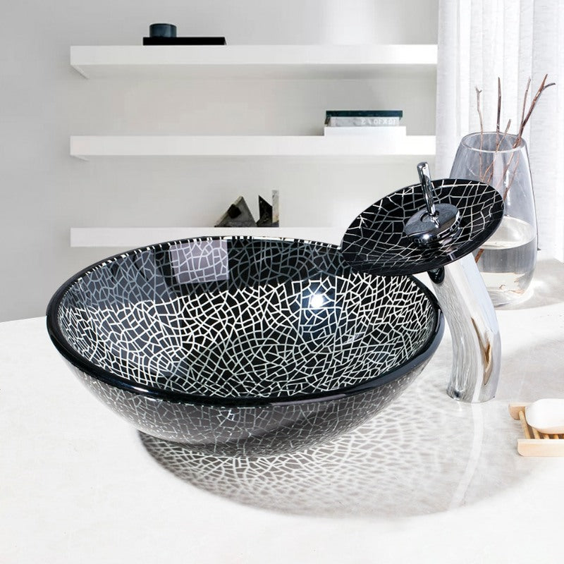 Round Bathroom Handmade Article Washbasin Sink Set