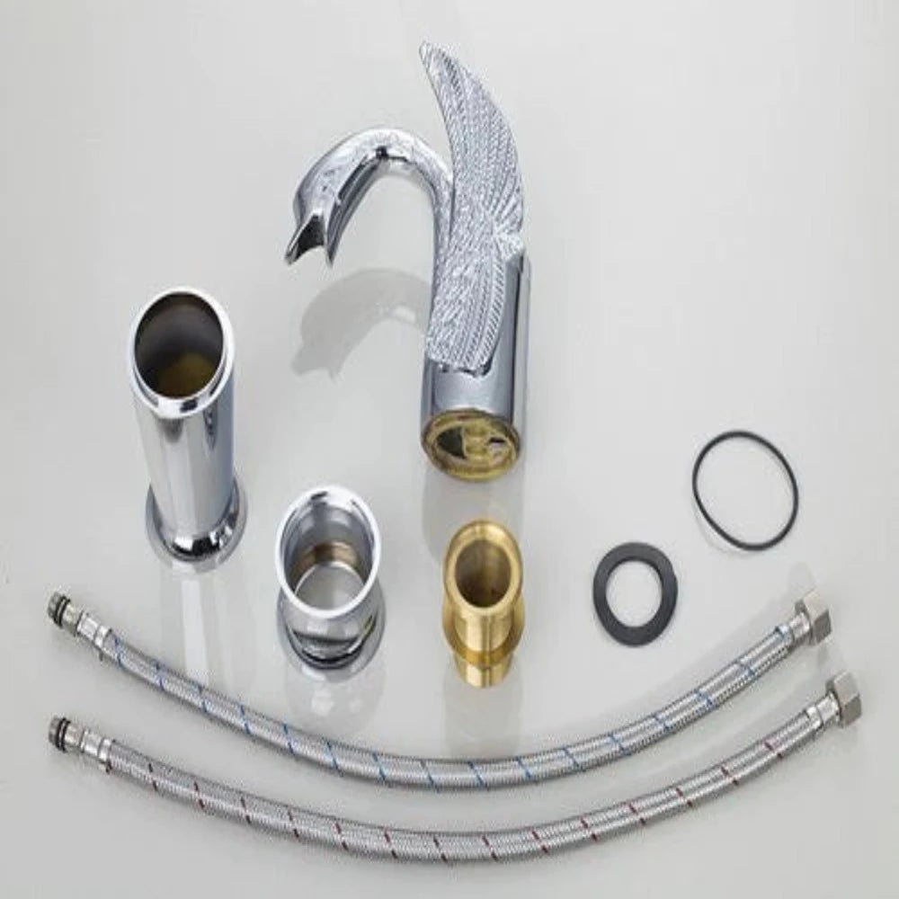 Swan-Shape Deck Mounted Bathroom Tall Waterfall Faucet