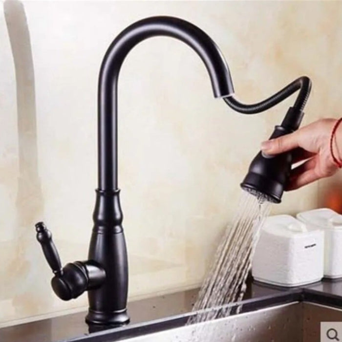 2 Ways Swivel Spray Pull Out Kitchen Wash Basin Faucet