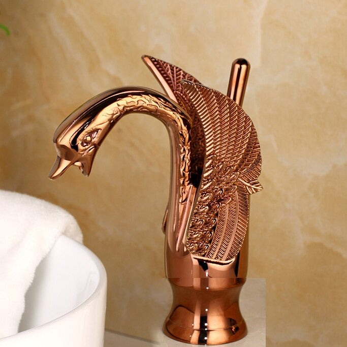 Swan-Shape Deck Mounted Bathroom Faucet Mixer Tap