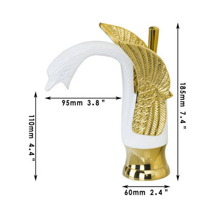 Swan-Shape Deck Mounted Bathroom Faucet Mixer Tap
