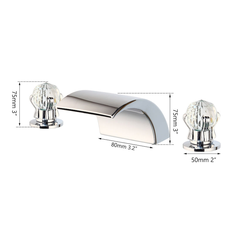 Waterfall Spout Diamond Handles Faucet Set