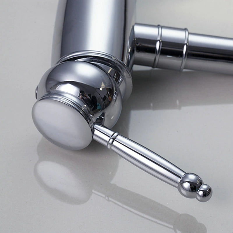 Swivel Spout Polished Bathroom Basin Sink Hot and Cold Mixer Tap