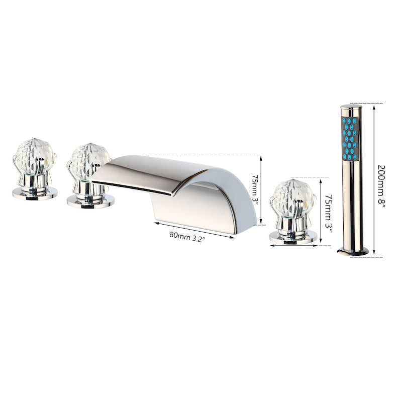 Waterfall Spout Diamond Handles Faucet Set