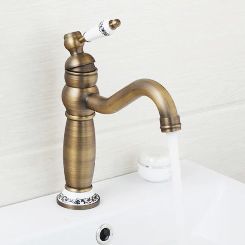 Antique Brass Hot And Cold Mixer Counter Top Tap