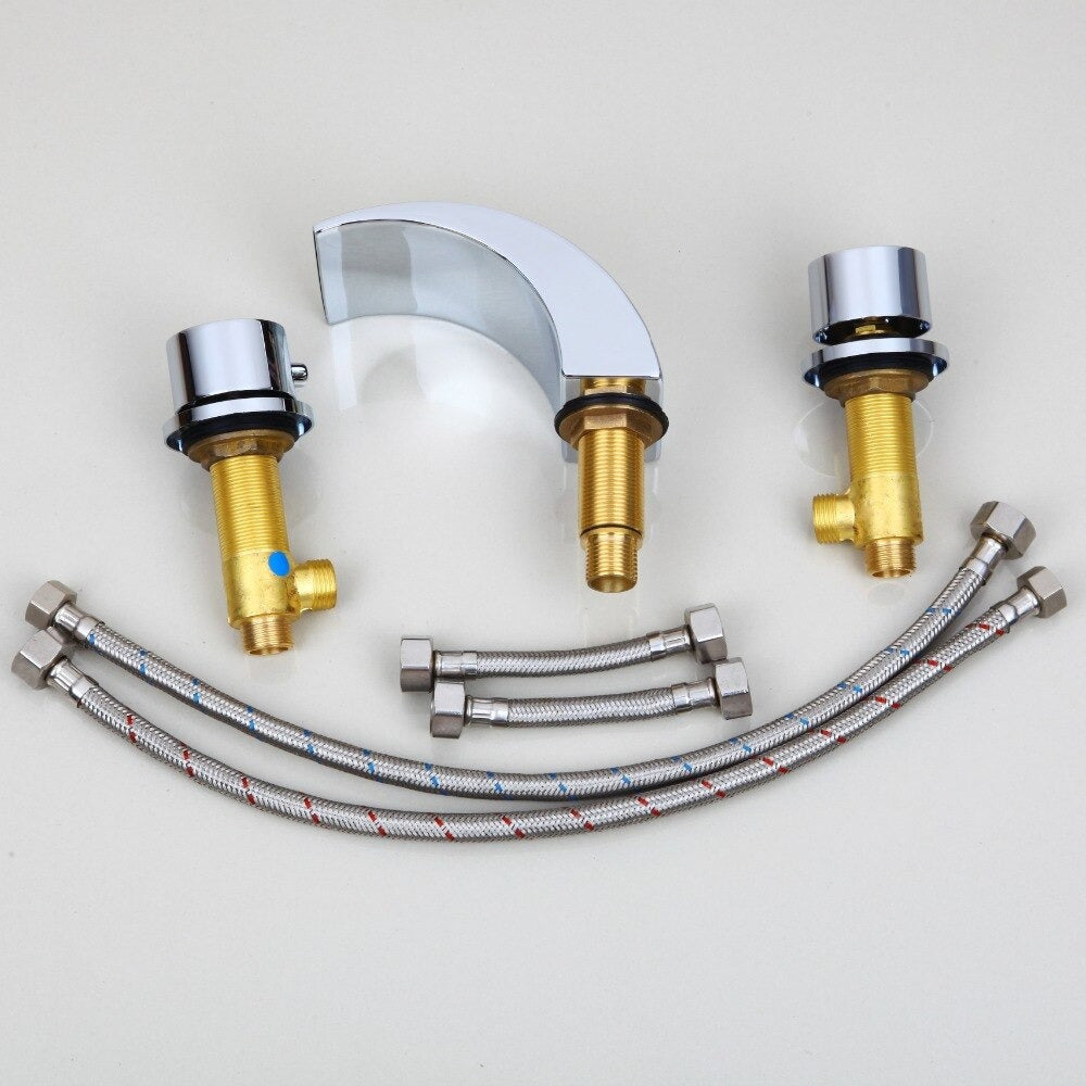 Water Temperature Control LED Waterfall Bathroom Faucet