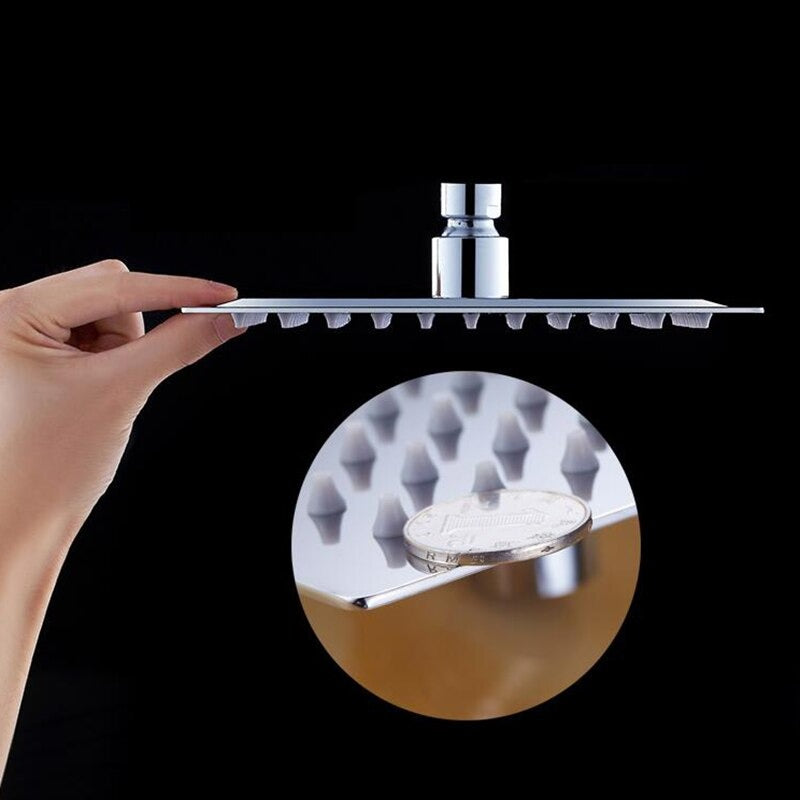 Chrome Polished Bathroom Shower Set Rainfall Head Ceiling Mounted