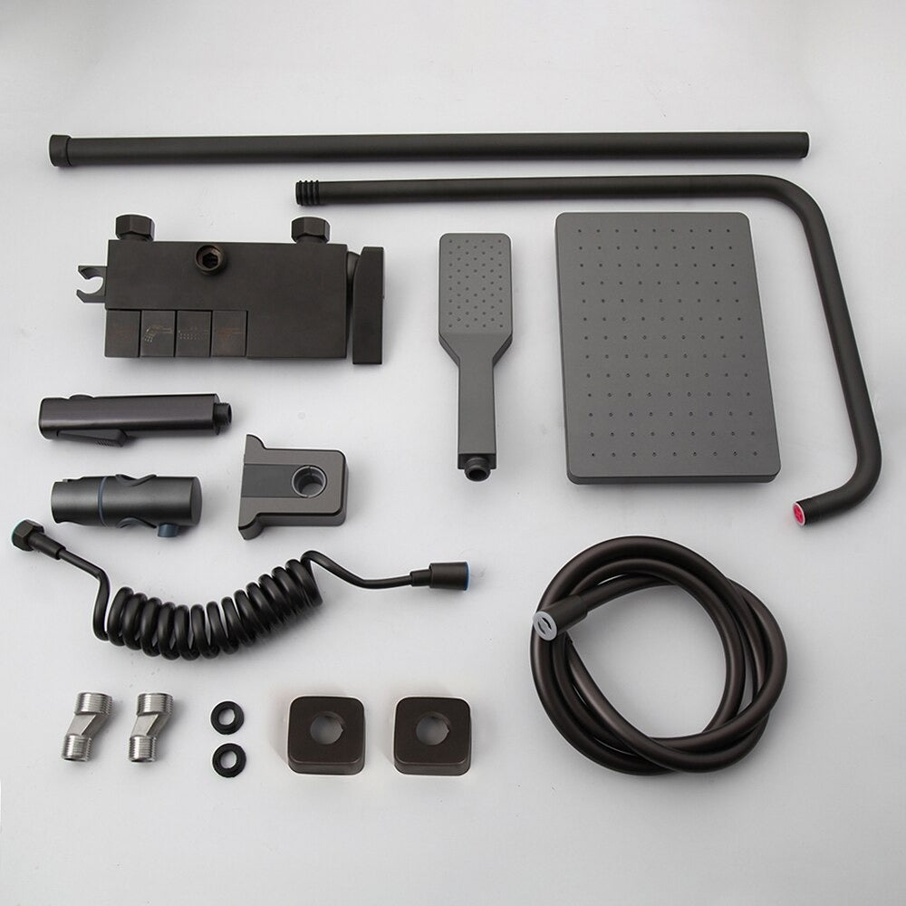 Matte Grey 4 Ways Button Control Spout & Bidet Spray Shower Set
