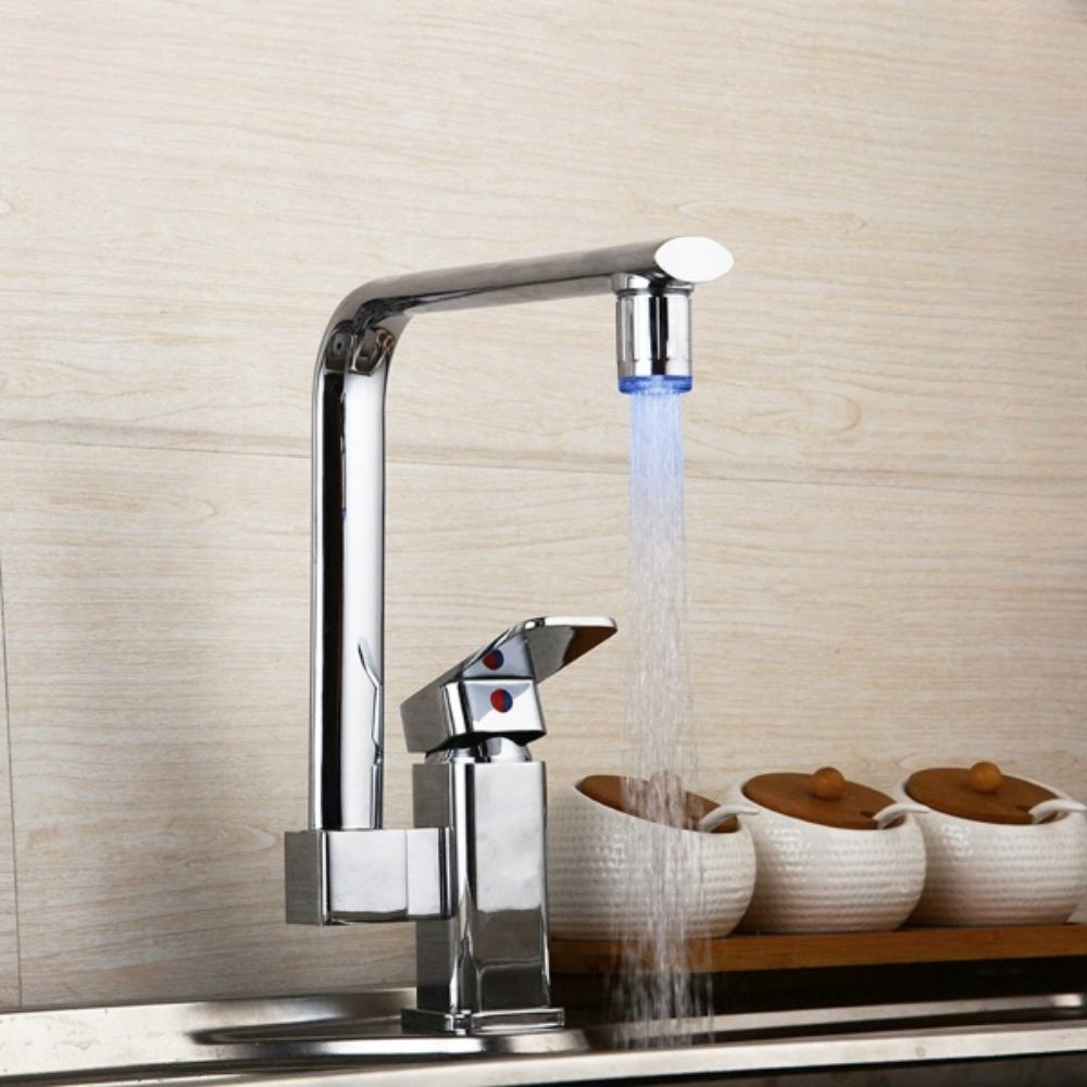 LED 360 Swivel Chrome Brass Kitchen Sink Faucet
