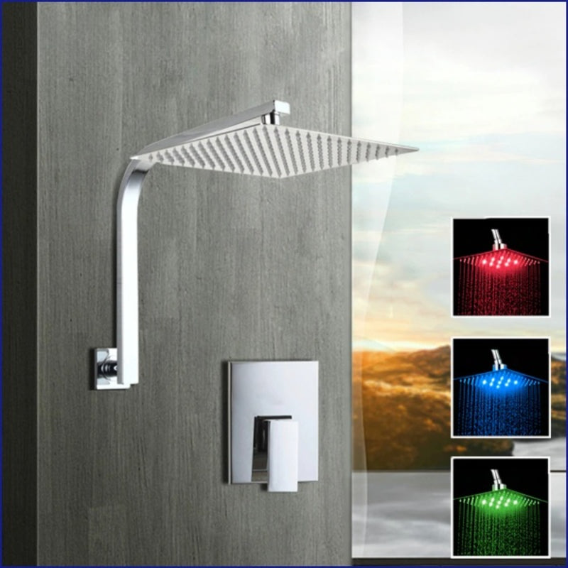 Chrome Brass Rain Shower Bathroom Faucet Set
