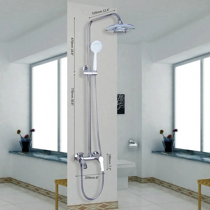 8 Inch Solid Brass Classic Chrome Polished Shower Set