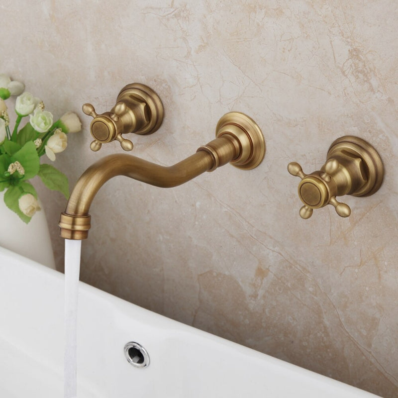 Antique 2 Handles Mixer Bathroom Faucet Tap