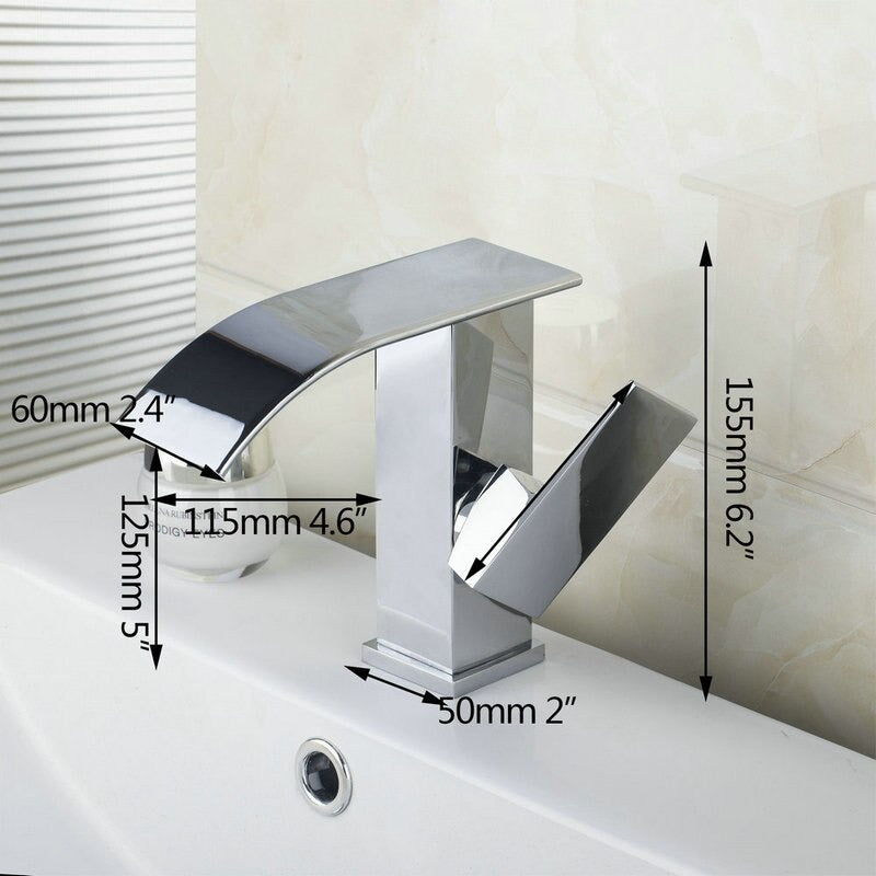 Chrome Silver Single Handle Waterfall Bath Basin Tap