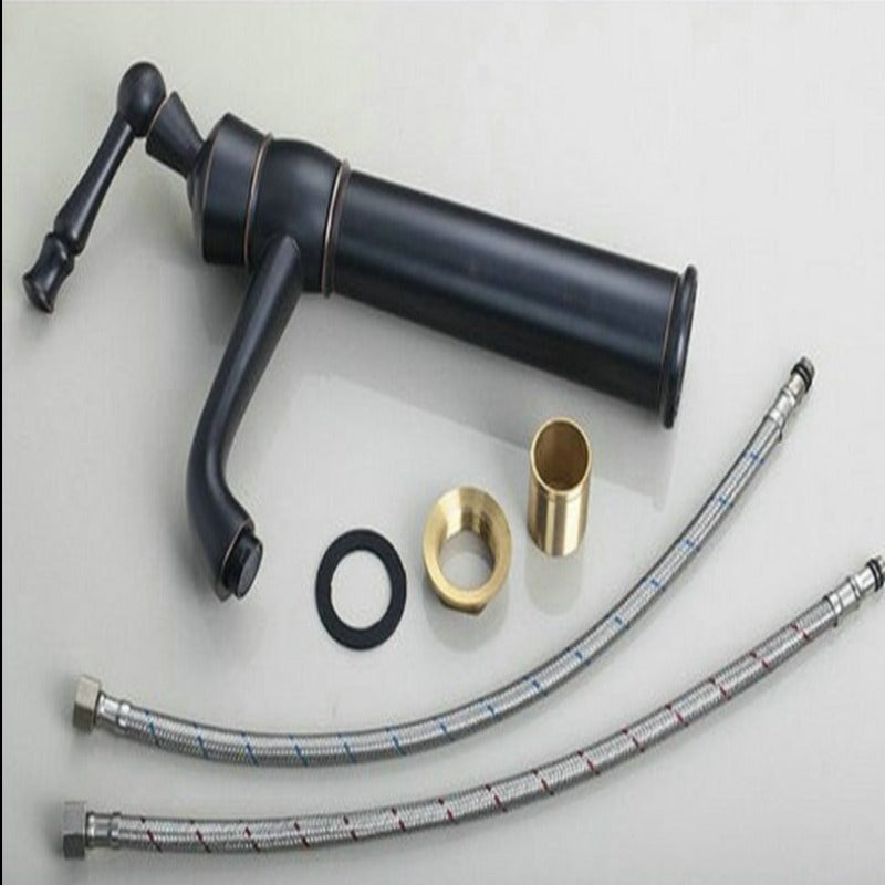 Black Deck Mount Bathroom Single Handle Tap Mixer Faucet