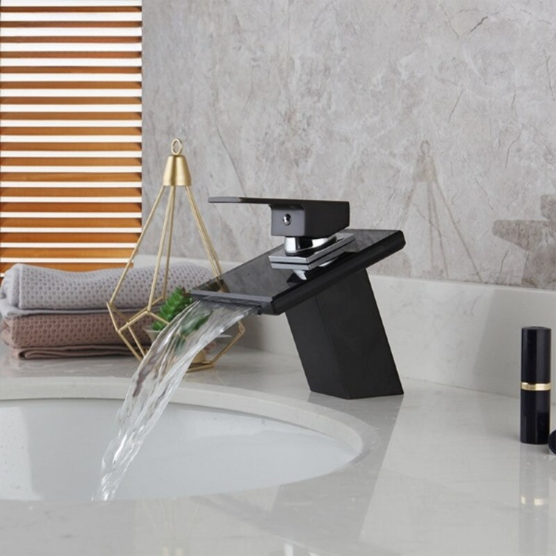 ORB And Chrome Deck Mounted Glass Waterfall Faucet