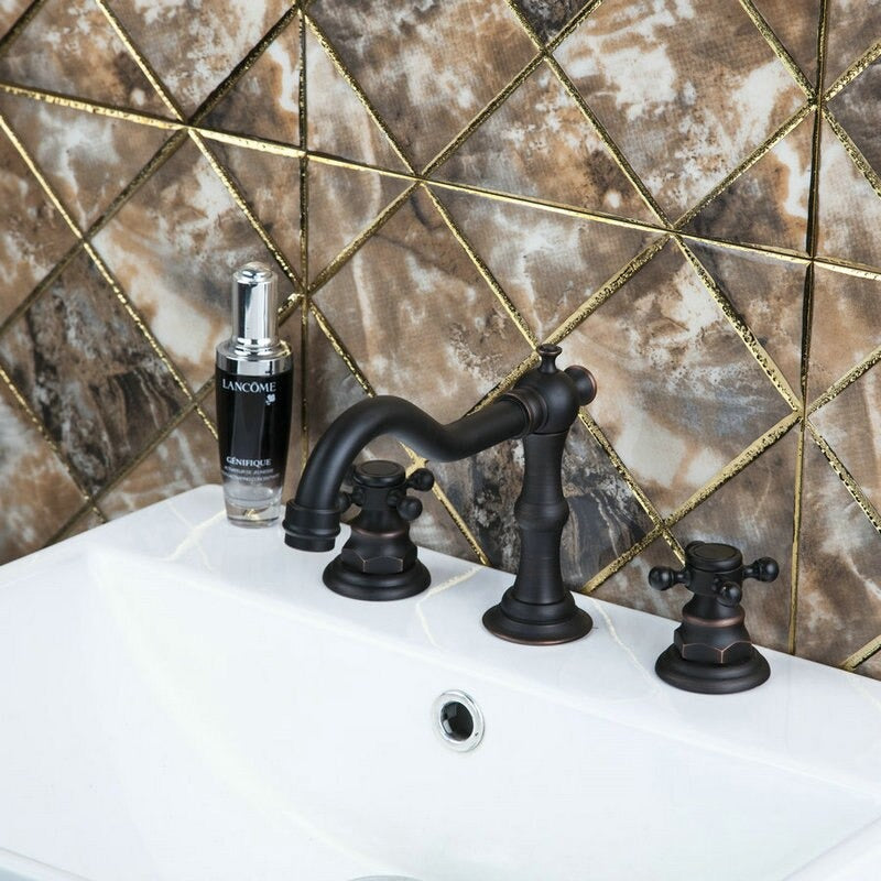 Matte Black Double Handles Wash Basin Faucet Mixer Tap