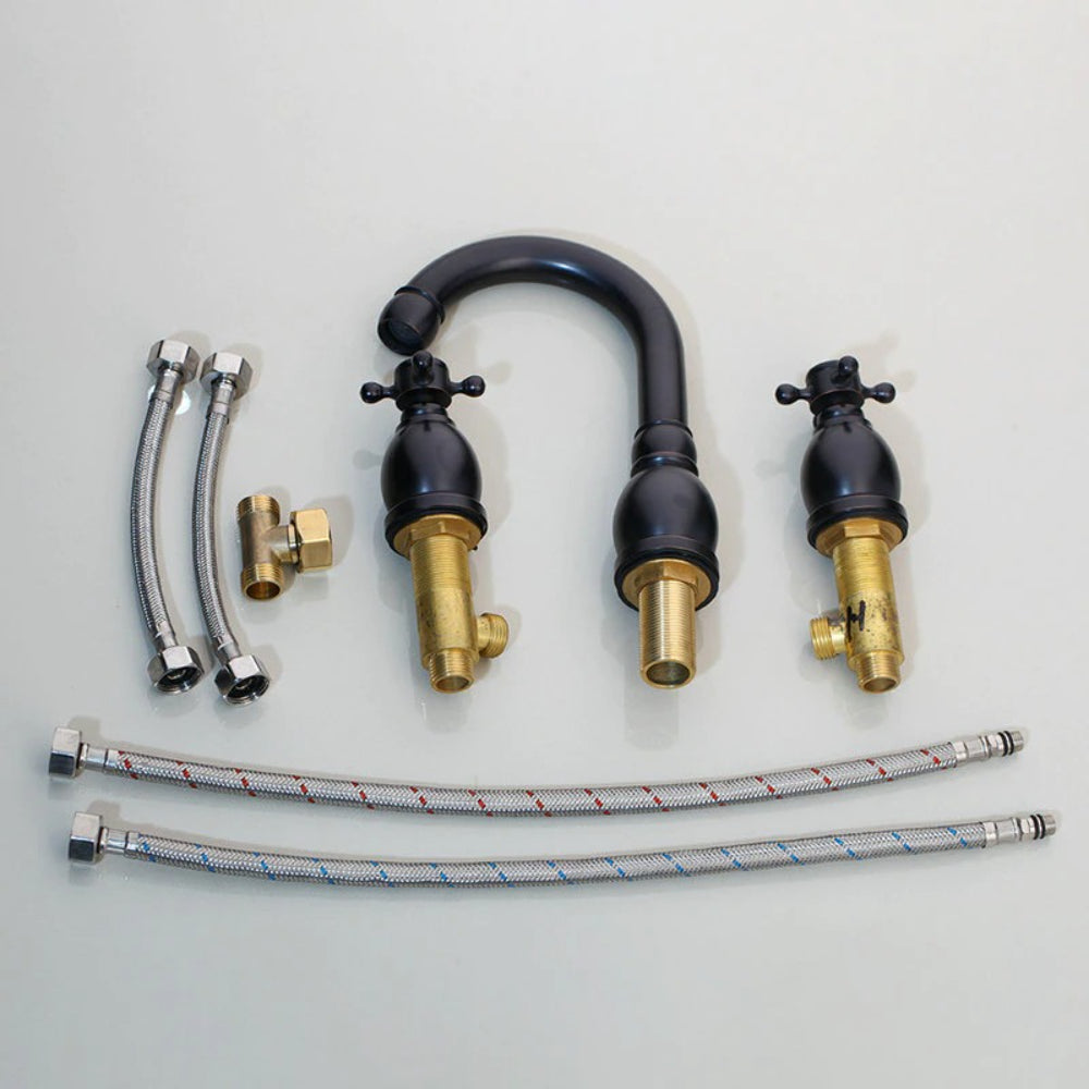 Deck Mounted 2 Handles Basin Mixer Faucet
