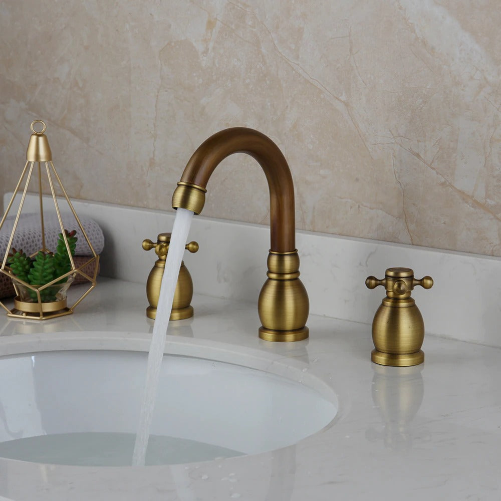 Deck Mounted 2 Handles Basin Mixer Faucet