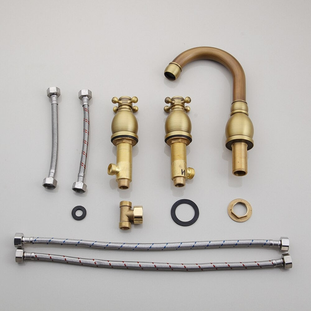 Deck Mounted 2 Handles Basin Mixer Faucet