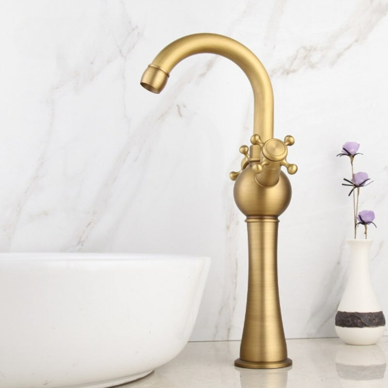 Antique Brass 2 Handles Deck Mounted Faucet