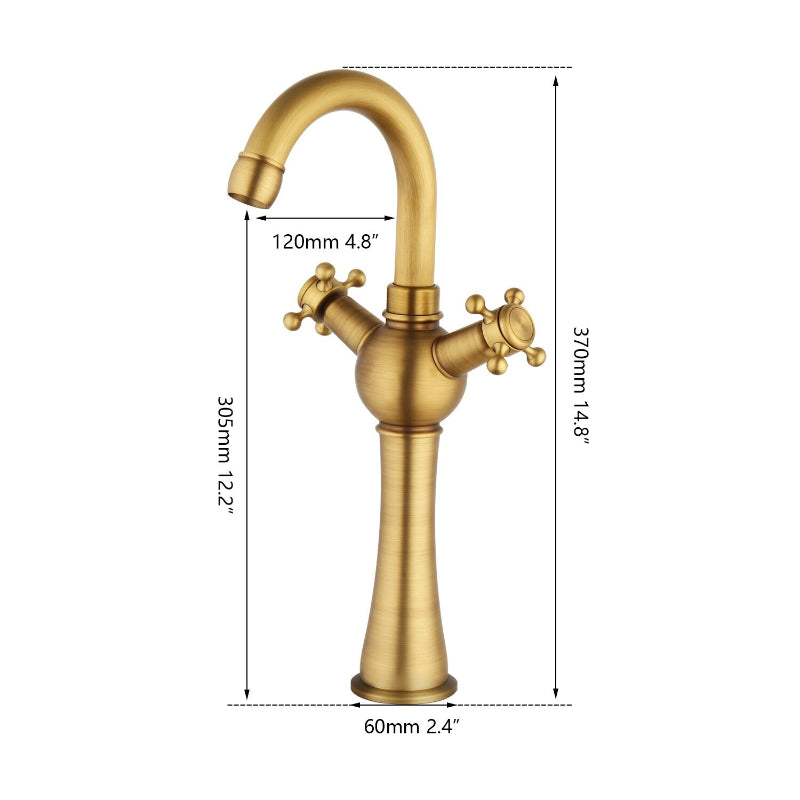 Antique Brass 2 Handles Deck Mounted Faucet