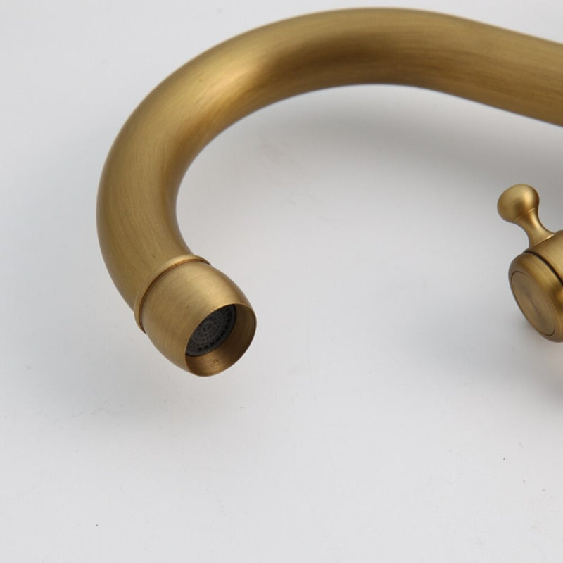 Antique Brass 2 Handles Deck Mounted Faucet