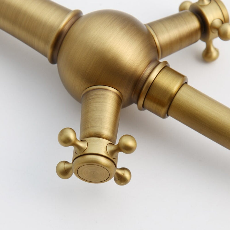 Antique Brass 2 Handles Deck Mounted Faucet