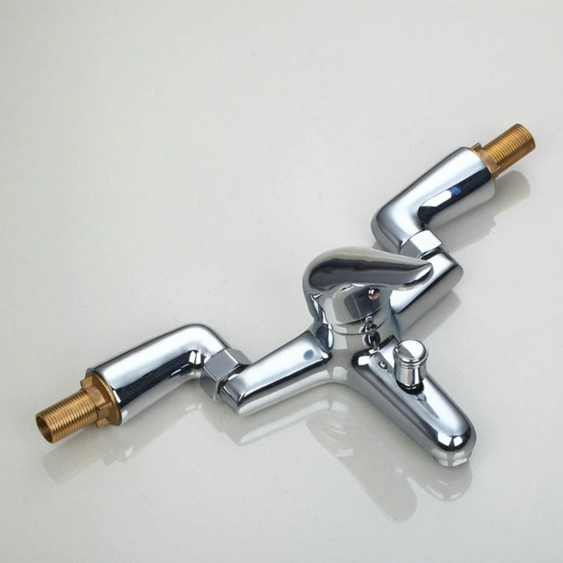 Chrome-Silver Shower Set Deck Mounted Tub Shower Faucet Set