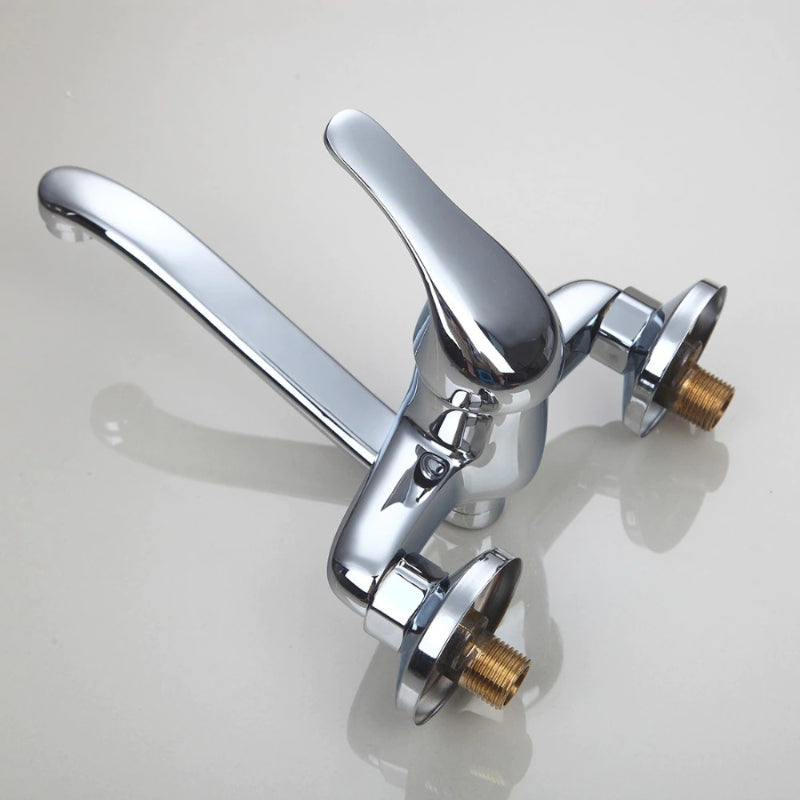 Chrome Brass Wall Mounted Bathroom Faucet Tap