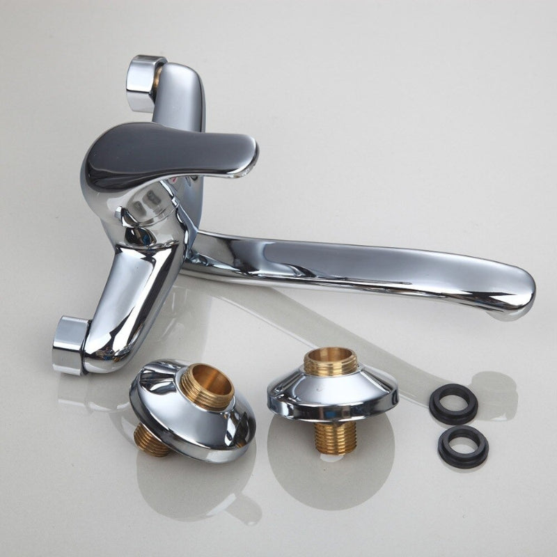 Chrome Brass Wall Mounted Bathroom Faucet Tap