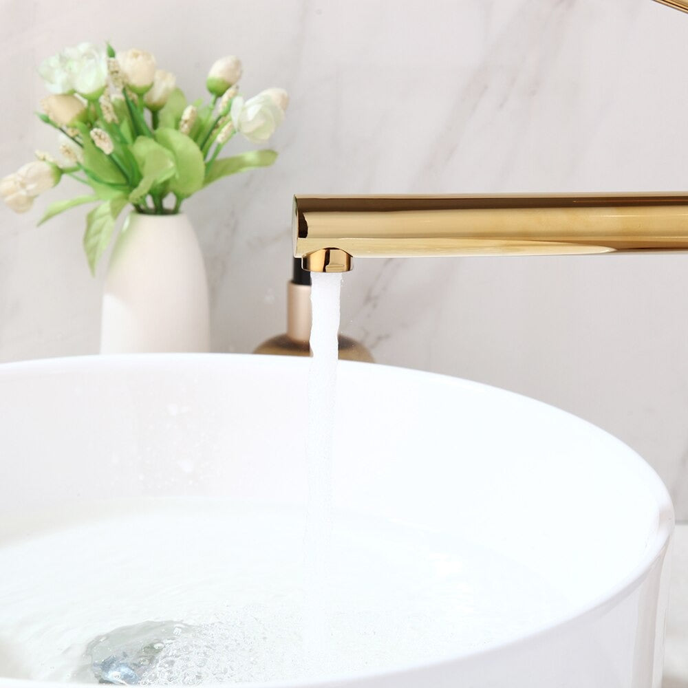 Long Spout Handle Deck Mount Mixer Faucet