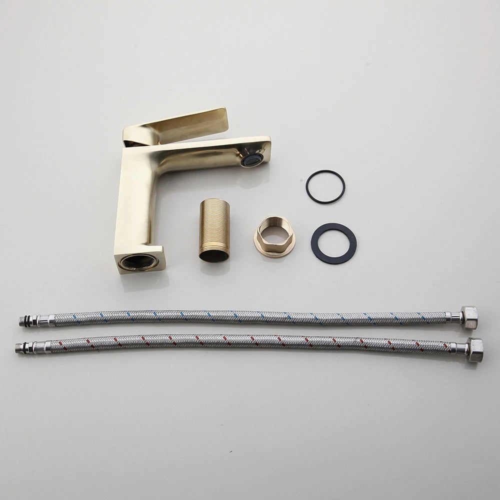 Golden Wash Basin Sink And Bathroom Faucet Tap