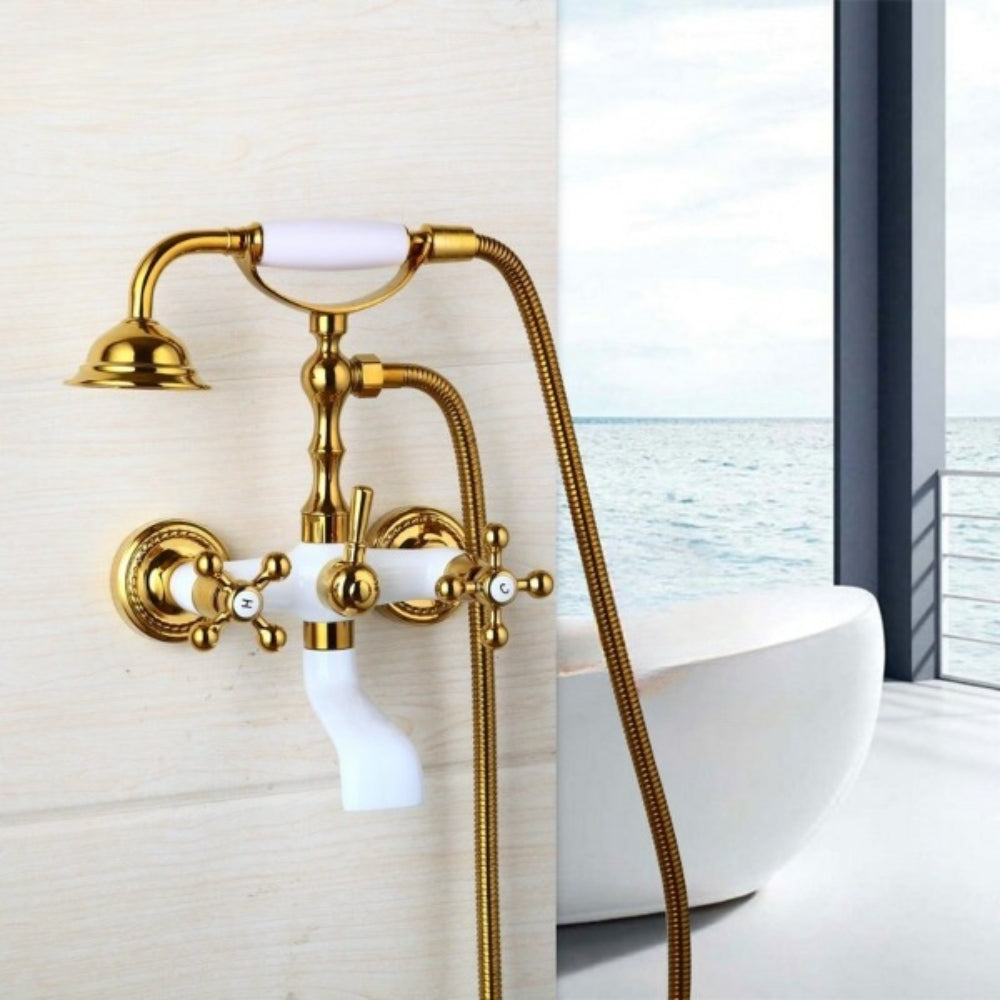 Telephone Shape Wall Mounted Hand Shower Mixer Faucet Tap Set